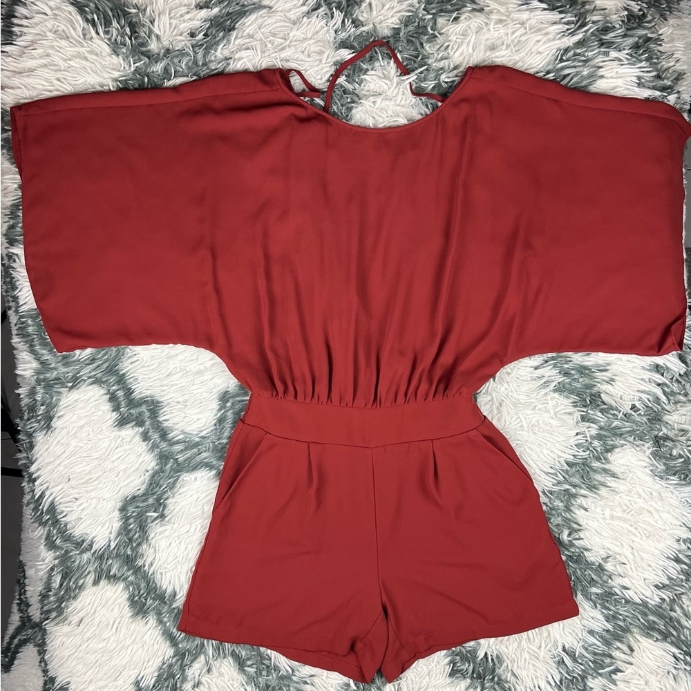 White House Black Market Women's Rust Kimono Sleeve Romper Size 0